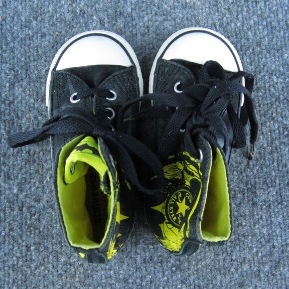 Converse Boys Sneaker Shoes Black Synthetic‎ Lace Up Size T 7 Medium - Picture 5 of 8